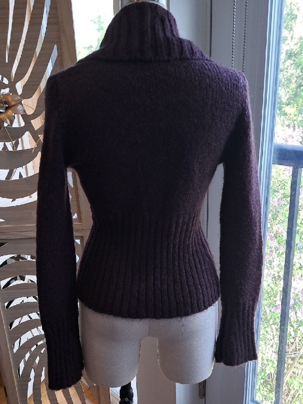 H&M Plum Shawl-Collar Single-Button Knit Cardigan - Picture 4 of 5